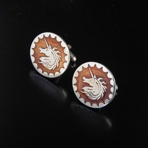 Vtg Unicorn Gold Tone Cufflinks Mythical Horse